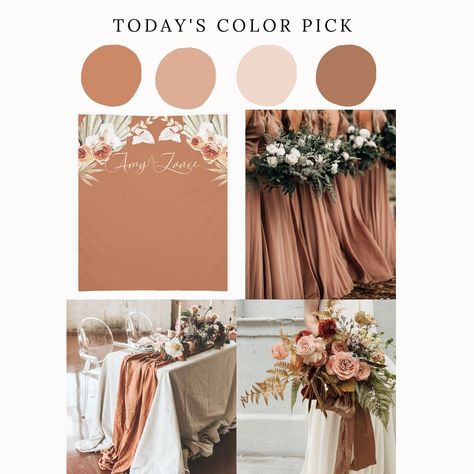 Terracotta Wedding Decor, Wedding Photo Backdrops, Wedding Terracotta, Mauve Wedding Colors, Wedding Photo Backdrop, Rustic Bridesmaid Dresses, Backdrop Boho, Pastel Wedding Theme, Photo Booth Backdrop Wedding