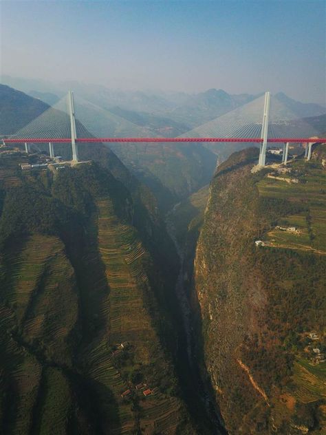 Image: Beipanjiang Bridge, near Bijie in southwest China's Guizhou province Pictures Of Bridges, Scary Bridges, Bridges Architecture, Dangerous Roads, Bridge Construction, Bridge Over Troubled Water, Road Bridge, High Bridge, Civil Engineer