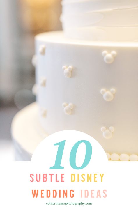 10 Subtle Disney Wedding Ideas Love Disney but don't want your wedding to look like a 5 year olds birthday party? Check out these 10 subtle Disney wedding ideas that are elegant, classy and hardly noticeable unless you squint really hard. Disney wedding ideas. Disney wedding dress. Disney wedding cake. Disney wedding centerpieces. Disney wedding vows. Wedding planning tips & tricks from Charleston SC wedding photographer Catherine Ann Photography Disney Cake Wedding, Classy Disney Party, Classy Disney Wedding Ideas, Subtle Disney Wedding Cake, Subtle Disney Wedding Centerpieces, Classy Disney Wedding, Wedding Cakes Disney, Small Disney Wedding Details, Disney Wedding Vows