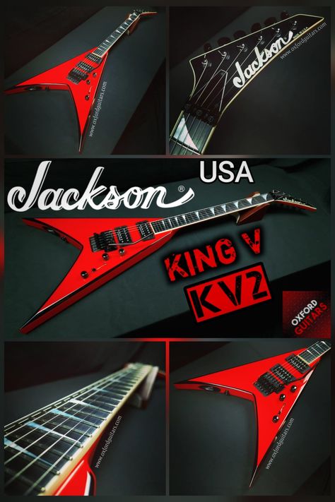 Jackson USA Select KV2 King V in Ferrari Red with Black Bevels 4K guitar close up video. Visit Oxford Guitars at: www.oxfordguitars.com Red And Black Guitar Aesthetic, King V, Jackson King V Guitar, Cherry Red Guitar, Black And Red Electric Guitar, Dark Red Electric Guitar, Jackson Guitars, Guitars For Sale, Red Design