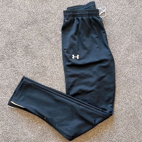 -Black Under Armour Pant -Fitted Soccer Track Pant - Tags Removed But Never Worn Under Armour Fitted Sporty Pants, Under Armour Black Functional Bottoms, Under Armor Sweat Pants, Under Armour Sporty Moisture-wicking Pants, Under Armour Pants, Track Pants, Jogger Pants, Under Armour, Pant Jumpsuit