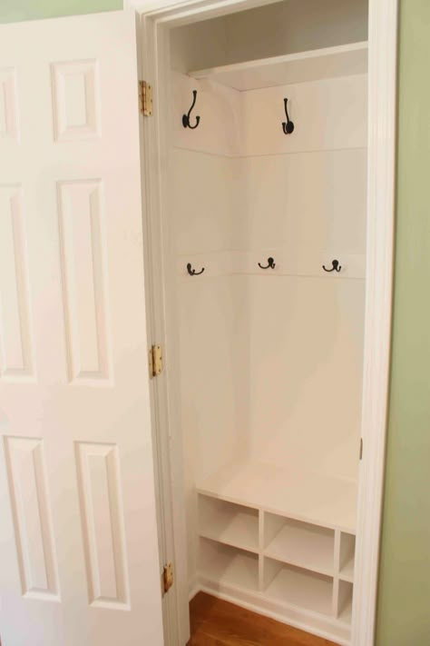 Coat Closet Makeover, Coat Closet Ideas, Mudroom Closet, Closet Redo, Front Closet, Coat Closet Organization, Entry Closet, Entryway Closet, Hallway Closet