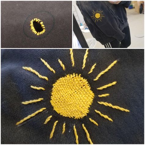 Visible Mending Darning, Mending Clothes Embroidery, Embroidery Over Holes, Mending A Hole In Fabric, Mending Holes With Embroidery, Darning A Hole, Visible Mending Embroidery, Clothes Mending, Embroidery Mending