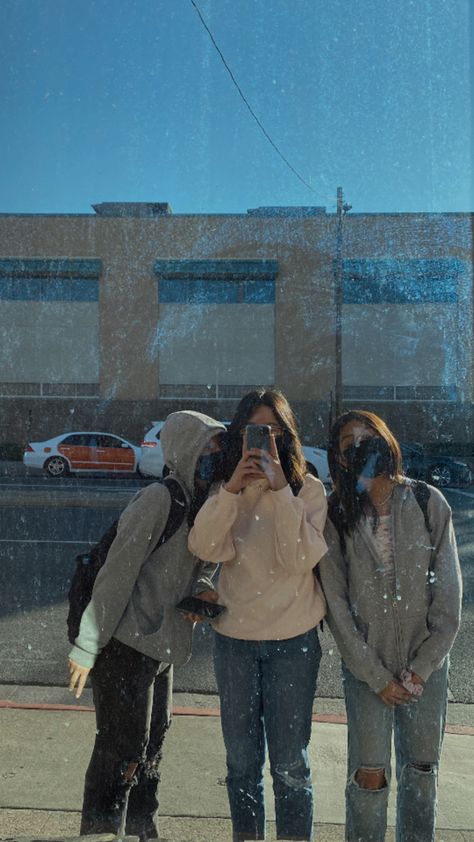 #mirror #window #picture #friendphoto #triophotoidea #pictureinspo #photo #photoinspirstion #friends #friendgroup #trio #tiktok #sweater #y2k #y2kaesthetic #y2kstyle #greysweater #jeans #rippedjeans #aesthetic Trio Things, Mirror Picture Aesthetic, Window Picture, Mirror Window, Sweater Y2k, Mirror Picture, Left Out, Instagram Inspo, Best Friends Photos