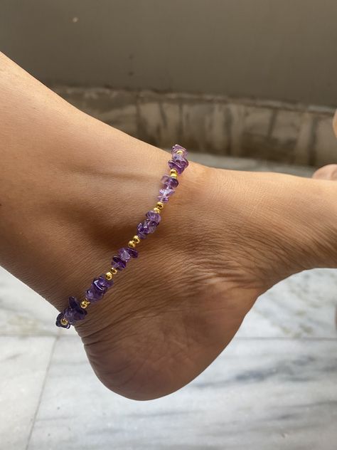 Anklet Beads, Purple Anklet, Bead Anklets, Yoga Energy, Bead Accessories, Energy Spiritual, Waist Jewelry, Crystal Anklet, Ankle Jewelry