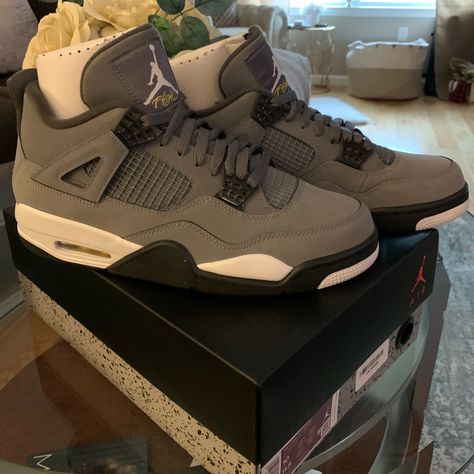 Nwt Air Jordan 4 Retro- Cool Grey/Chrome-Dark Charcoal. Never Worn. Purchased And Authenticated By Ebay. I Bought My Bf The Wrong Size And Then Couldn’t Return Cool Grey Jordan 4, Jordan 4 Cool Grey, Fire Shoes, Nike Shoes Women Fashion, Custom Sneakers Diy, Pretty Sneakers, Car Shoe, Cute Nike Outfits, Jordan Shoes Girls