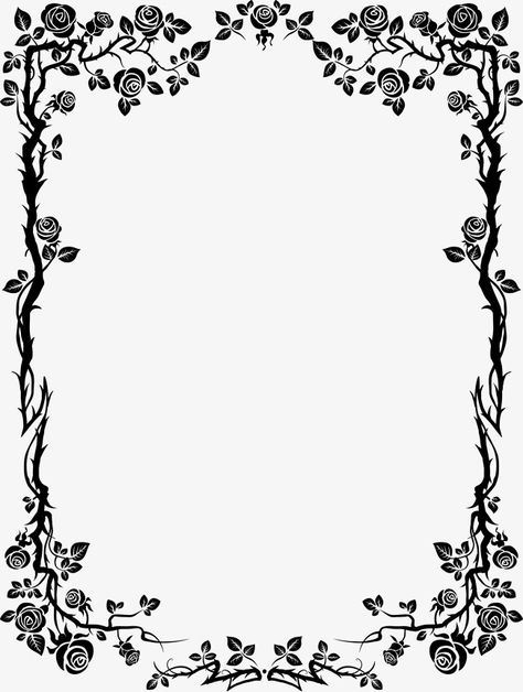 Black Border Png, Black Border Frame, Black Borders, Certificate Background, Paper Candle, Flowers Frame, Frame Border Design, Page Borders Design, Gothic Rose