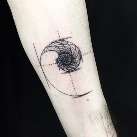 Fibonacci Tattoo by peggyloveink Aesthetic Geometry, Golden Ratio Tattoo, Spiral Tattoo, Yantra Tattoo, Fibonacci Tattoo, Spiral Tattoos, Survivor Tattoo, Geometry Tattoo, Head Tattoos