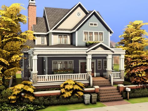 Sims 4 Grandparents House, Modern Farmhouse Sims 4, Sims 4 Colonial House, Sims 4 Craftsman House, Sims 4 Family House Download, Family House Sims 4, Sims 4 Family Home, Suburban Family Home, Sims 4 Family House