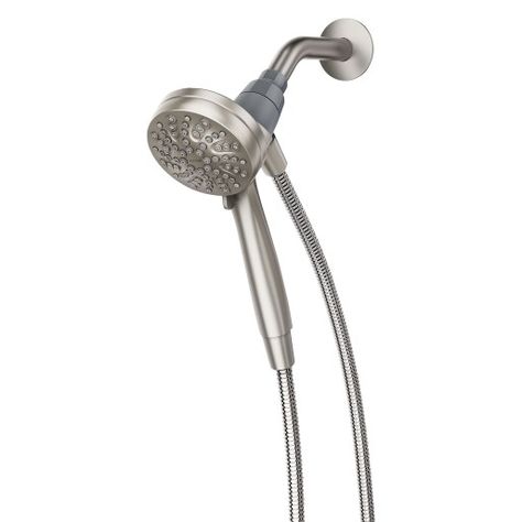 Engage Spot resist brushed nickel six-function 3.5" diameter spray head handshower -- 26100SRN -- Moen High Pressure Shower Head, Shower Parts, Handheld Shower Head, Rain Shower Head, Shower Arm, Transitional Decor, Hand Held Shower, Rain Shower, Shower Head