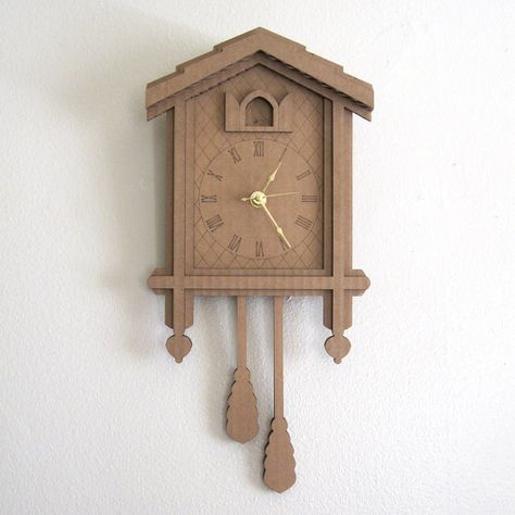 Cardboard Clock, Laser Cut Wall Decor, Modern Cuckoo Clocks, Cardboard Projects, Karton Design, Tick Tock Clock, Cardboard Creations, Cuckoo Clocks, Cardboard Design