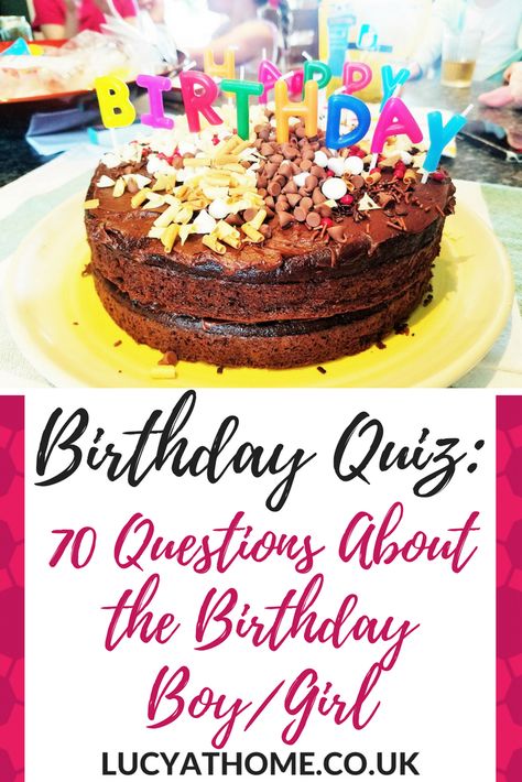 Birthday Quiz - here are 70 birthday quiz questions for some fun birthday party ideas for adults. This is a family friendly quiz with rounds like this or that questions and multiple choice biography questions Birthday Party Trivia Questions, 50th Birthday Trivia Questions, Birthday Party Question Games, Birthday Questions For Adults Fun, 40th Birthday Quiz, Fun 70th Birthday Party Ideas, Birthday Quiz Questions Party Games, Family Friendly 40th Birthday Party, Birthday Quiz Questions Adult