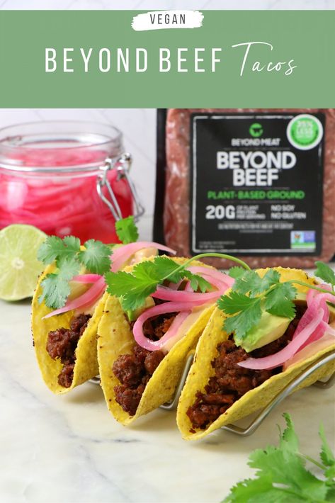 Vegan Beyond Meat Beef Tacos with Chipotle Aioli - Labeless Nutrition Meat Tacos, Vegan Tacos Recipes, Chipotle Aioli, Avocado Vegan, Taco Salad Recipes, Beef Tacos, Vegan Tacos, Taco Meat, Tacos Beef