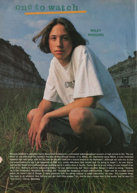 Sassy, October 1993 - "One to Watch: Wiley Wiggins" I had this issue Wiley Wiggins 90s, Willey Wiggins, Mitch Kramer, Wiley Wiggins, Dazed And Confused Movie, Dazed And Confused, Early 90s, Comme Des Garcons, Movie Quotes