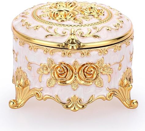 Amazon.com: Hipiwe Vintage Round Jewelry Box Small Trinket Storage Organizer Box Gold Metal Chest Ring Case Treasure Box Keepsake Box Earrings Necklace Storage Box Gift for Girl Women, Small : Clothing, Shoes & Jewelry Metal Chest, Trinket Storage, Ring Case, Necklace Storage, Vintage Jewelry Box, Treasure Box, Tiny Treasures, Organiser Box, Treasure Boxes