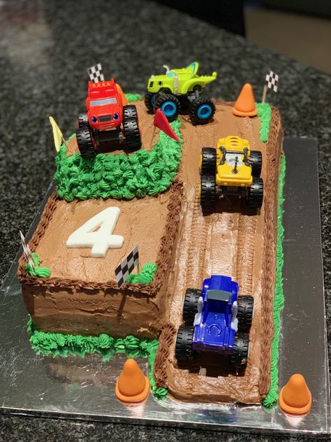 Blaze and the monster machines birthday cake Truck Birthday Cake Ideas, Monster Jam Birthday Cake, Blaze Birthday Cake, Blaze And The Monster Machines Cake, Blaze Cakes, Monster Truck Birthday Cake, Truck Birthday Cake, Monster Jam Birthday Party, Blaze Birthday Party