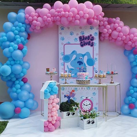 Blues Clues 2nd Birthday Party Girl, Blues Clues Birthday Party Girl, Blues Clues Gender Reveal Ideas, Blue Clues Birthday Party Ideas, Blues Clues Birthday Party Decoration, Blues Clues Birthday Party, Blue's Clues Birthday Party, Kids Party Planning, Gender Reveal Baby Shower Themes