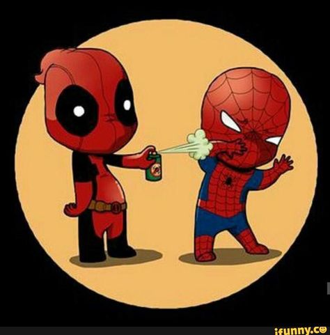 Deadpool Y Spiderman, Deadpool Funny, Deadpool And Spiderman, Bug Spray, Marvel Deadpool, Super Villains, Marvel Funny, Comic Heroes, Marvel Dc Comics