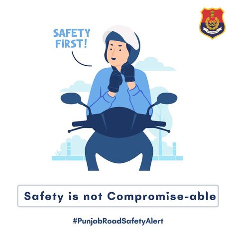 Wear Helmet Poster Safety Drawing, Helmet Ads Creative, Bike Safety Poster, Wear Helmet Poster Safety, Road Safety Poster, Road Traffic Safety, Cute Flower Drawing, Punjab Police, Safety Poster