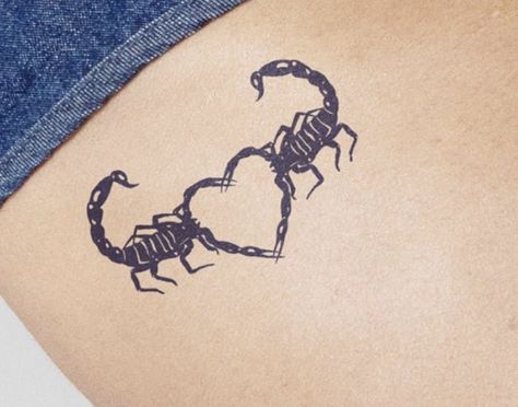 Double Scorpion Tattoo, Scorpion Tattoo Heart, Scorpio Tramp Stamp, Scorpion Tramp Stamp, Scorpion Heart Tattoo, Scorpion Tattoo Feminine, Pelvic Tattoo, Belly Button Tattoo, Mario Tattoo