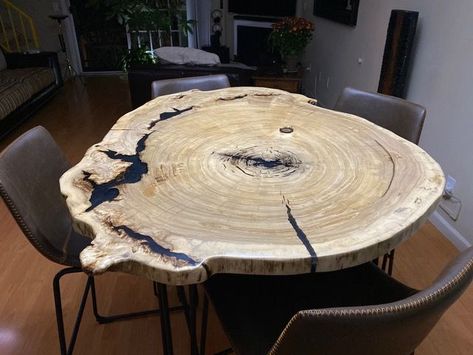 Wood Slab Dining Table, Live Edge Table Tops, Live Edge Wood Table, Maple Dining Table, Wood Cookies, Round Dining Room Table, Cookie Table, Round Kitchen Table, Round Wood Dining Table