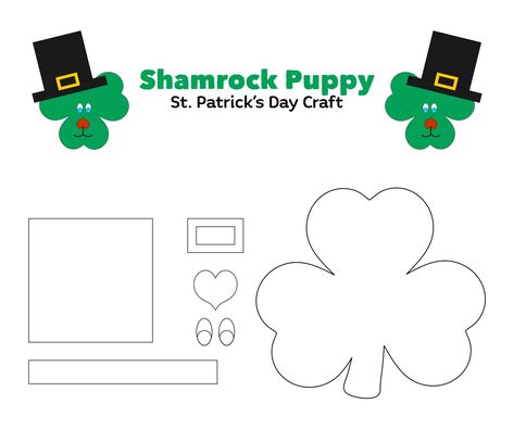 Printable Shamrock Puppy St. Patricks Day Craft Shamrock Puppy Craft, Shamrock Printable, Puppy Crafts, Dog Template, String Art Patterns, Dog Crafts, Letter A Crafts, St Pattys Day, Printable Image