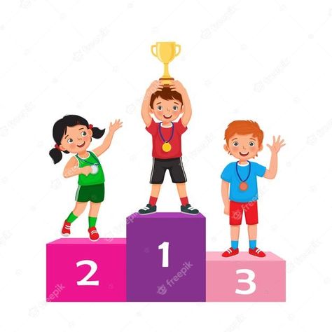 Premium Vector | Kids with medals and gold cup trophy standing on winners podium or pedestal celebrating victory Winners Podium, Save Earth Drawing, Trophy Stand, Kids Awards, Earth Drawings, Gold Graduation Party, Certificate Design Template, Graduation Invitations Template, Education Icon