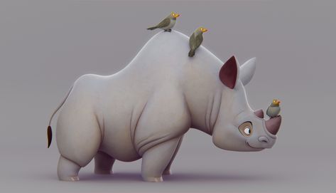 ArtStation - Rhino and Oxpeckers Rhino Character, Winery Building, Reinhardt Wilhelm, Rhino Art, Animal Character Design, Stylized Character, Art Beat, Character Design Illustration, Indonesian Art