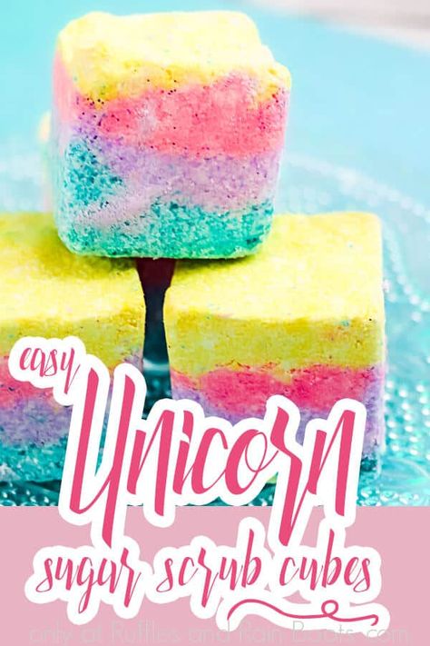 Unicorn Body Butter, Scrub Bars, Easy Diy Beauty Products, Sugar Scrub Cubes, Apparel Business, Beauty Tutorial, Peppermint Sugar, Diy Unicorn, Sugar Scrub Recipe