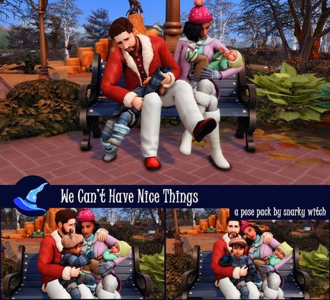 We Can't Have Nice Things Pose Pack | Patreon Family Poses Sims 4, Poses Sims 4, Sims 4 Afro Hair, Sims 4 Poses, Sims 4 Couple Poses, Sims 4 Family, Cute Pose, Group Poses, Sims Building