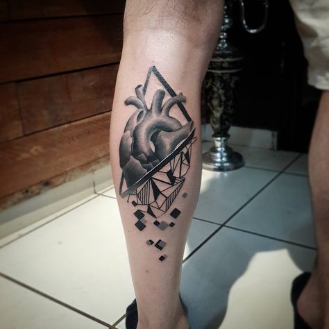 Let's go to work 😷 #hearttattoo Mens Side Tattoos, Geometric Heart Tattoo, Realistic Heart Tattoo, Realistic Heart, Names Tattoos For Men, Traditional Style Tattoo, Girls With Sleeve Tattoos, Cool Tattoos For Guys, Name Tattoo Designs