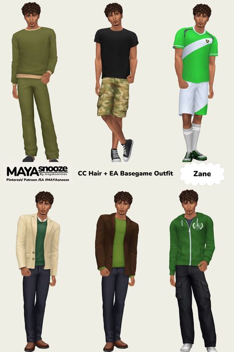 Free Download from Patreon #MAYAsnooze The Sims 4 Characters Ideas, Sims 4 Base Game Outfits Ideas, Sims Videos, Sims 4 Men Clothing, Outfits Lookbook, Sims 4 Challenges, Male Outfits, Sims Ideas, Sims 4 Characters