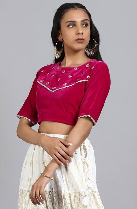 Velvet Blouse for Lehenga Pink Velvet Blouse, Velvet Blouse, Half Sleeve Blouse, Velvet Blouses, Readymade Blouse, Weekend Wardrobe, Pink Velvet, Soft Velvet, Half Sleeve