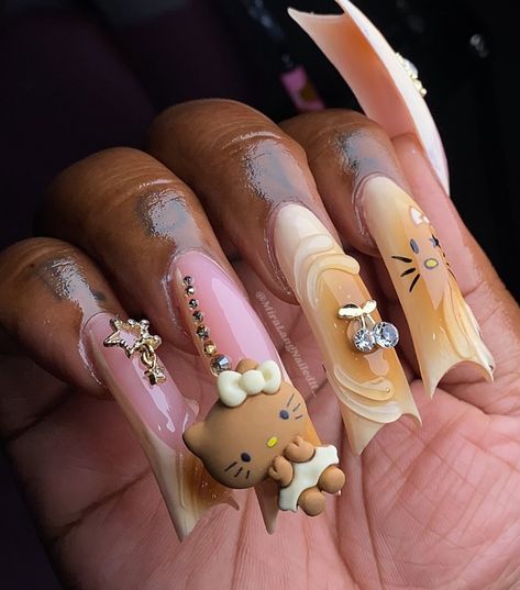 Just Vibe, Punk Nails, Drip Nails, Colored Acrylic Nails, Dope Nail Designs, Hello Kitty Nails, Short Square Acrylic Nails, Acrylic Nails Coffin Pink, Unique Acrylic Nails