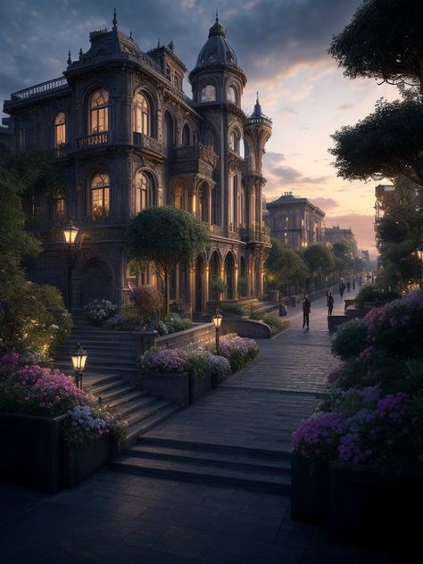 Fantasy Townhouse, Fantasy Mansion Art, Fantasy Estate, Fantasy Mansion, Castle House Design, Wattpad Background, Heaven Art, Mystical Places, Landscape Concept