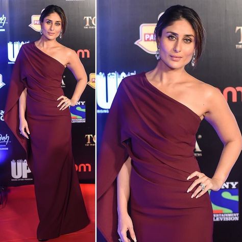 Maroon Gown, Barely There Makeup, Kareena Kapoor Khan, Maroon Dress, Kareena Kapoor, Red Carpet Looks, Red Carpet Fashion, In Dubai, Formal Wear