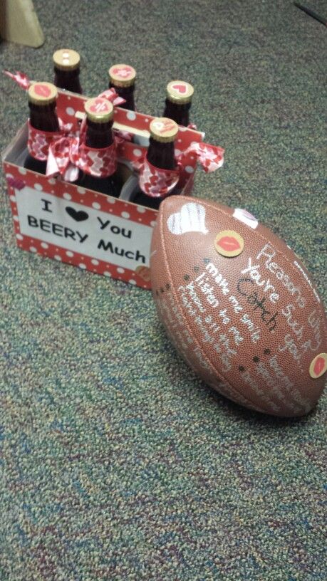 Great Valentines day gift for your boyfriend who plays college football. He'll Love It! Gifts For Boyfriend Valentines Day, Birthday Presents For Boyfriend, Bf Ideas, Game Basket, Relationship Board, Bf Gift, Birthday Present For Boyfriend, Anniversary Diy, Gift For Your Boyfriend