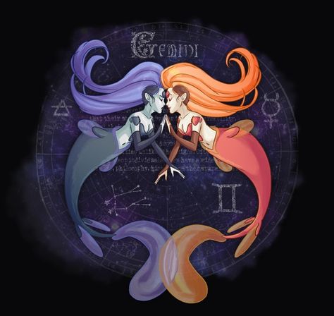 Gemini mermaids Gemini Mermaid, Orion Tattoo, Gemini Ascendant, About Gemini, Scorpio Constellation Tattoos, All About Gemini, Gemini Astrology, Star Sign Art, Gemini Art