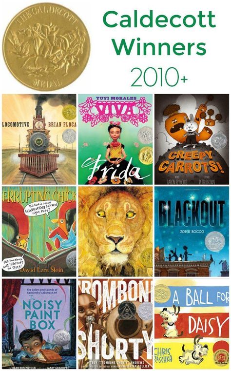 Caldecott Award Winners and Honor Recipients 2010 to Now (children's book awards) | The Jenny Evolution Homeschool Library, Caldecott Winners, Book Lessons, Prek Ideas, Kid Books, Reading Themes, Homeschooling Resources, Library Science, Preschool Literacy