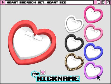 Sims 4 Cc Heart, Heart Shaped Bed, Vaporwave Bedroom, Heart Shaped Face, Sims 4 Beds, Industrial Windows, Double Glass Doors, Brick Fence, Industrial Livingroom