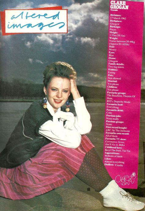 clare grogan look-in may 82 Twee Pop, Clare Grogan, Scottish Bands, Alternative Aesthetic, Altered Images, Music Pictures, The Jacksons, New Romantics, Coronation Street