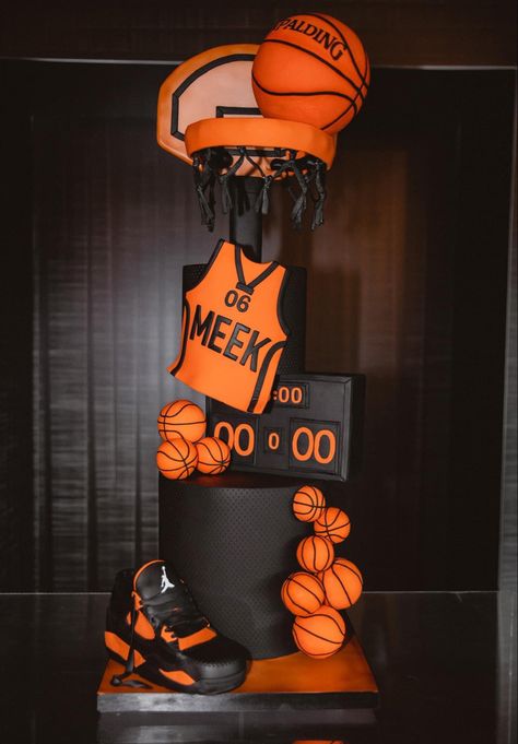 Basketball Cake 2nd Birthday, 3d Basketball Cake, Basketball Birthday Decorations, Basketball Theme Food, Basketball Cake For Boys, Sport Cakes For Boys, Basketball Theme Birthday Cake, Jordan Cake Ideas, Sports Cakes For Boys Birthdays