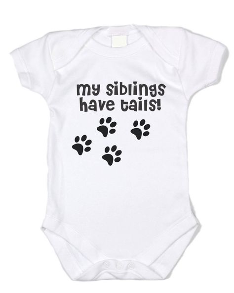 BaffleGear "My Siblings Have Tails" Black Text, White Cotton Onesie - pet onesies for babies, pet owner baby clothes, dog owner baby onesies by BaffleGear on Etsy https://www.etsy.com/listing/248102020/bafflegear-my-siblings-have-tails-black Baby Clothes Country, Graphic Onesies, Cute Onesies, Art Activities For Toddlers, Funny Onesies, Funny Baby Onesies, Craft Show Ideas, Pet Owner, White Bodysuit