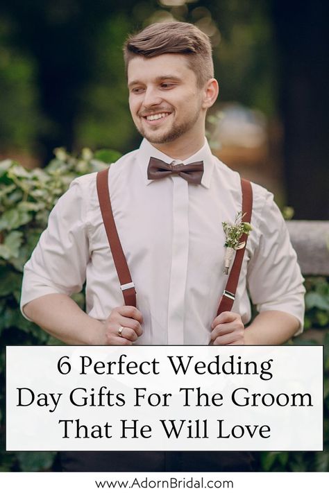 Make your wedding day more special with a thoughtful wedding gift for groom. This blog post from Adorn Bridal shares some ideas for wedding day gifts for the groom to show your love. Find the perfect token to commemorate your special day together with a gift for the groom. From groom wedding band engraving ideas to a splurge on the groom’s choice drink or a boudoir photo album, these groom gift ideas are a meaningful keepsake. Click the link to check out these gift ideas from bride to groom now! Groom Gift From The Bride, Groom Wedding Band, Thoughtful Wedding Gifts, Engraving Ideas, Wedding Band Engraving, Wedding Planning Timeline, Wedding Gifts For Groom, Wedding Day Gifts, Modern Love