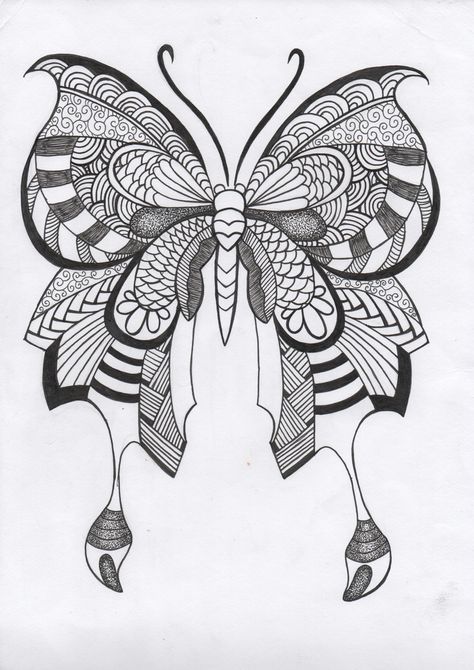 Deformasi Flora, Ornamen Fauna, Stilasi Fauna, Vignette Drawing, Zentangle Animals Art, Travel Doodles, Zentangle Animals, Tangle Art, Butterfly Drawing