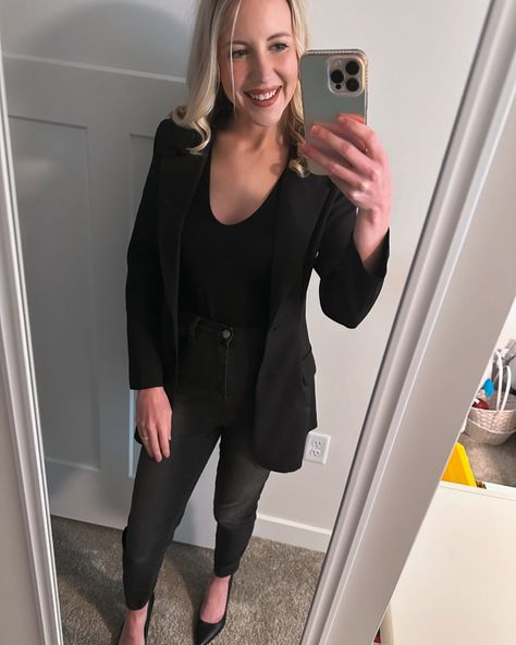 POV: Your son graduated elementary school. 🥹 I had to look like I have my stuff together to all of the other parents so I took my typical mom uniform off and got dolled up a bit. Nothing like a power blazer to get you going! #outfitinspo #powerblazer #bossbabe #businesscasual #allblackoutfit #ootd #friyay #officestyle #styleblogger Mom Uniform, Working Woman, All Black Outfit, Boss Babe, Office Fashion, Business Casual Outfits, Business Casual, That Look, Fashion Blogger