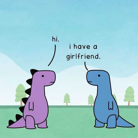 Dinosaur Couple, Boo Thang, Couples Comics, Cute Dinosaur, Couple Drawings, Sky Aesthetic, Snoopy, Arts And Crafts, Romance