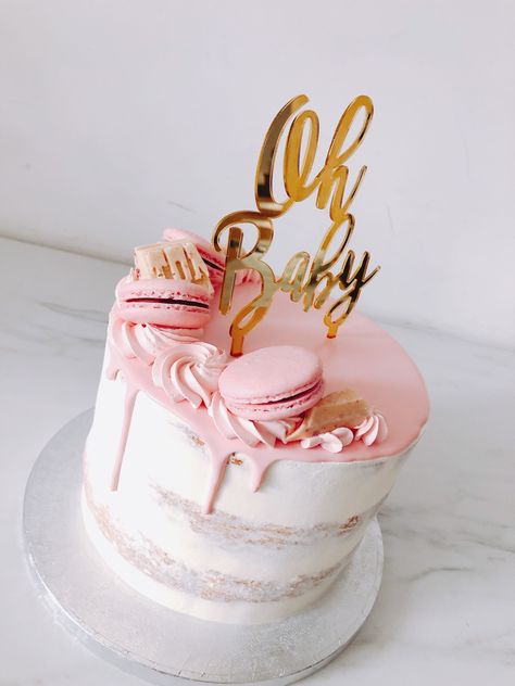 Pink Baby Shower Cake Ideas, 14th Birthday Cakes Boy, 14th Birthday Cakes Girl, Macaroon Cake Decoration, Baby Party Torte, 14th Birthday Cake Ideas, 14th Birthday Photoshoot Ideas, Baby Shower Drip Cake, Pink Drip Cake