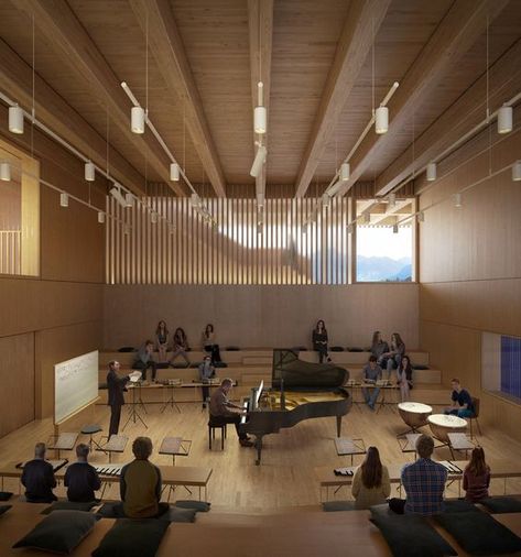 Aiglon College, Music School Plan, Academy Building, Ruang Studio Musik, Classroom Architecture, Music Architecture, Music Studio Design, Dance Studio Design, Music Room Design