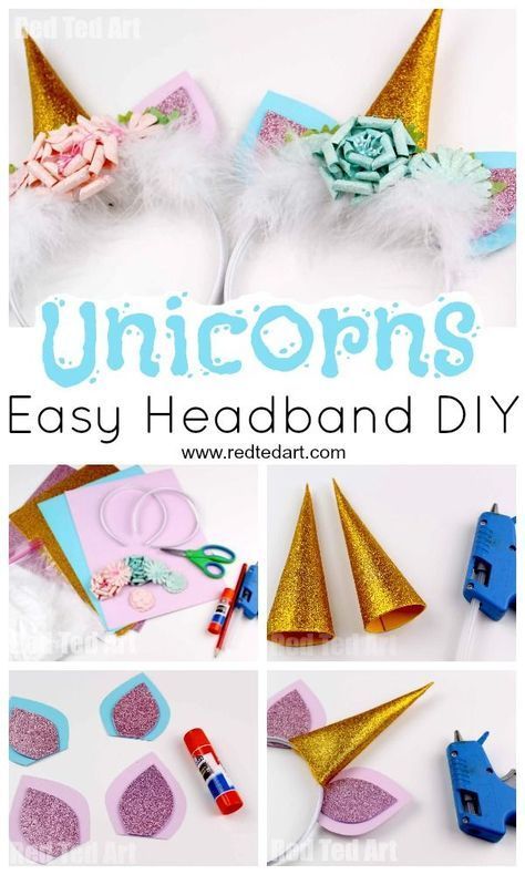 Unicorm Headband DIY - super easy no sew Unicorn Costume DIY. These Unicorn Headbands would also make great Unicorn Party Favours and are a great tween craft ideas this Summer #unicorns #party #cotumes Unicorn Headband Diy, Diy Unicorn Costume, Diy Unicorn Headband, Unicorn Ears, Red Ted Art, Headband Diy, Diy Unicorn, Unicorn Party Favors, Diy Kostüm